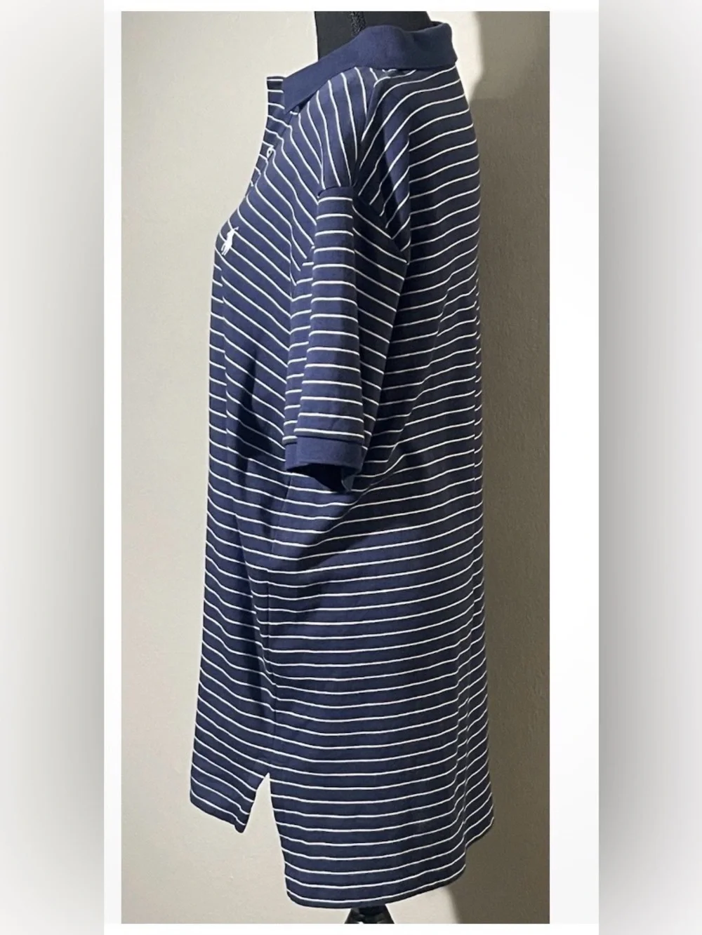 Ralph Lauren Navy and White Striped Polo Shirt
